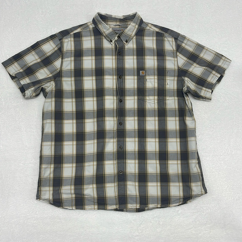 Carhartt Relaxed Fit Plaid Short Sleeve Button Down Shirt Men’s 2XL